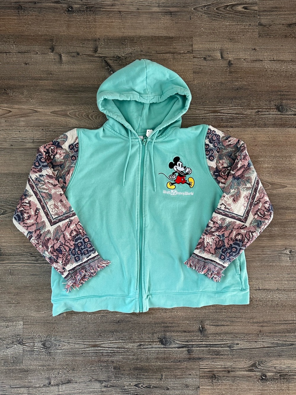 Upcycled Mickey Mouse Tapestry Sleeve Sweater